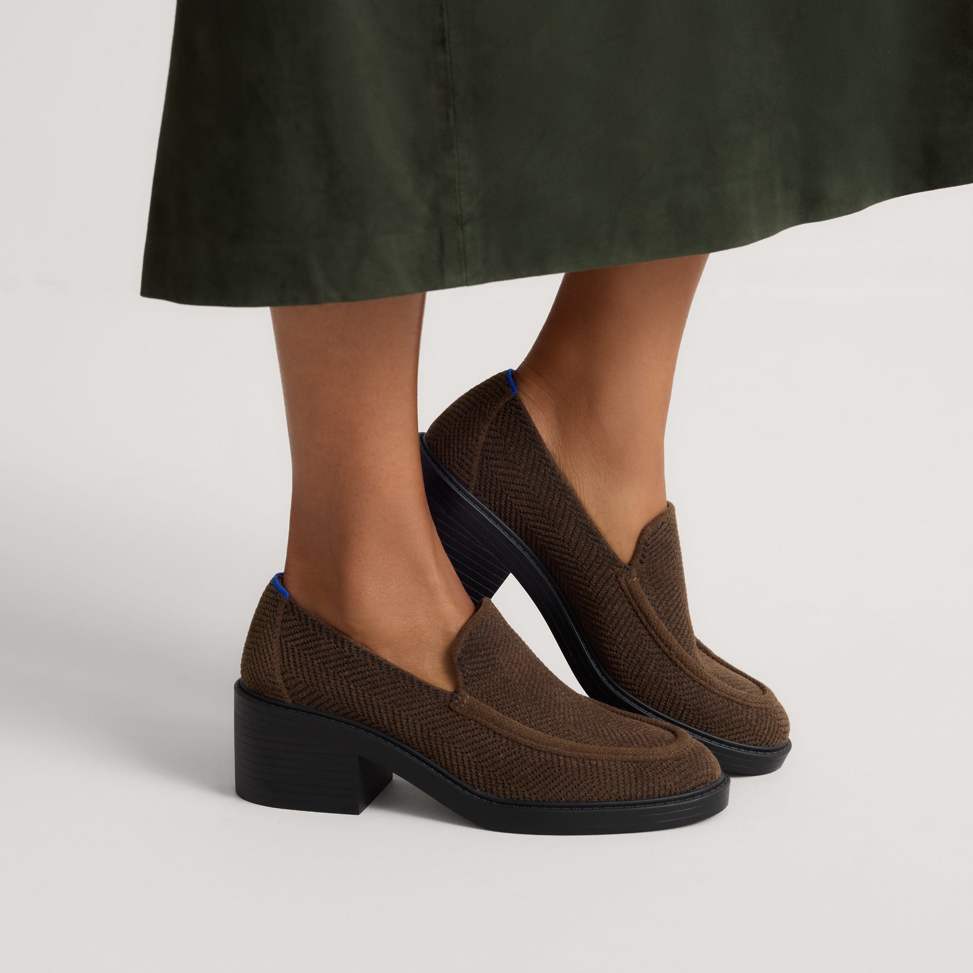 The Block Heel Loafer - ReVelvet™ Dark Herringbone