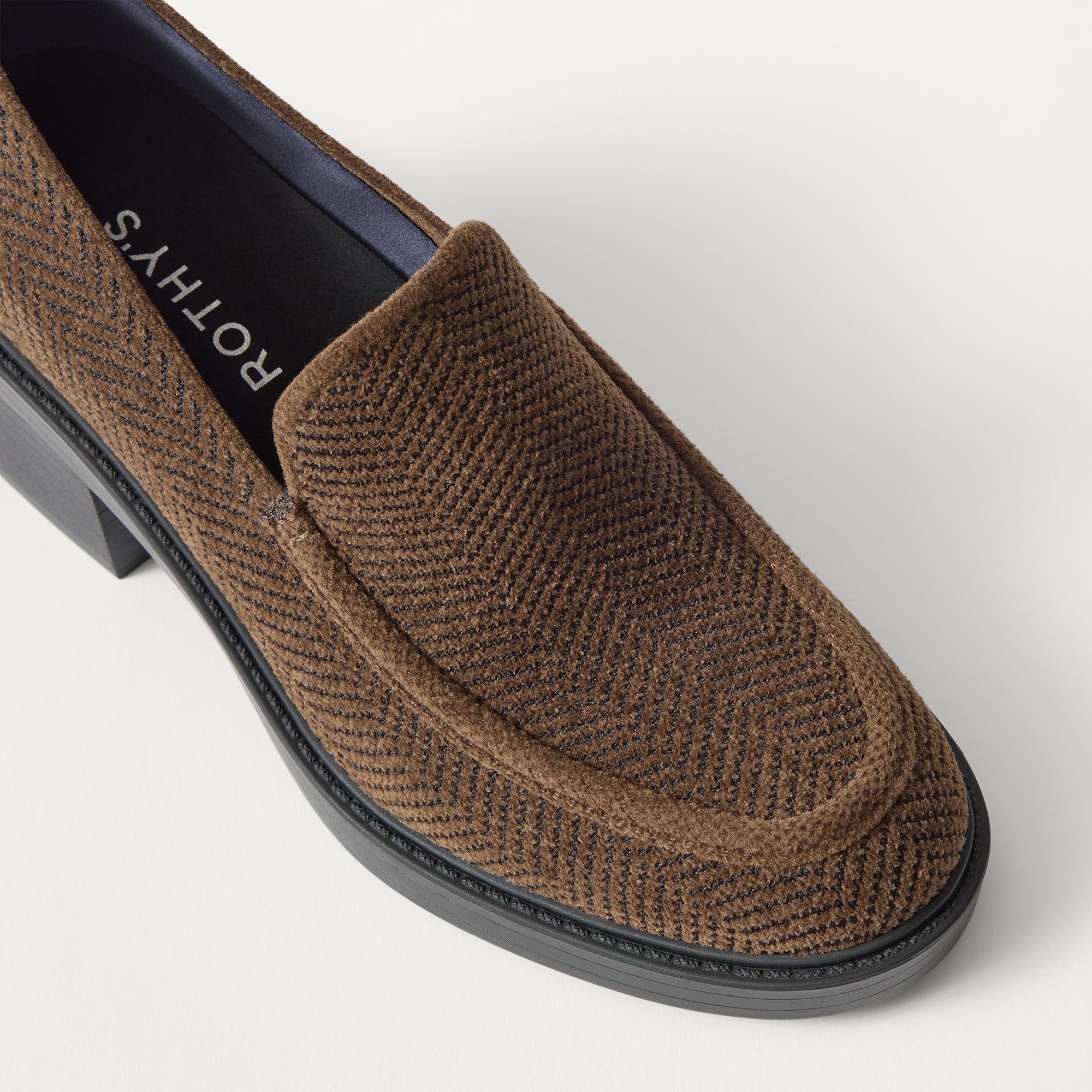 The Block Heel Loafer - ReVelvet™ Dark Herringbone